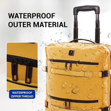 Aerolite Waterproof 45x36x20cm Easyjet Underseat Cabin Bag – 32L Travel Trolley with 2 Wheels, TSA Lock & 15.6” Laptop Compartment – Easyjet Maximum Size Hand Luggage - Mango